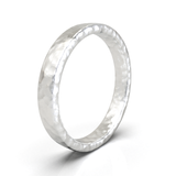 Argolla Plana Hammered Oro Blanco