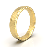 Argolla Plana Hammered Oro Amarillo