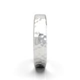 Argolla Plana Hammered Oro Blanco