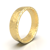 Argolla Plana Hammered Oro Amarillo