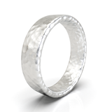 Argolla Plana Hammered Oro Blanco