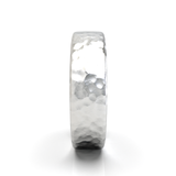 Argolla Plana Hammered Oro Blanco