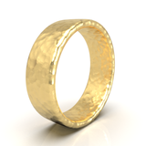 Argolla Plana Hammered Oro Amarillo