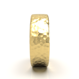 Argolla Plana Hammered Oro Amarillo