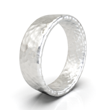 Argolla Plana Hammered Oro Blanco