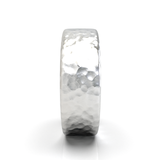 Argolla Plana Hammered Oro Blanco