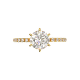 Tiffany Style Pavé Frame Yellow Gold