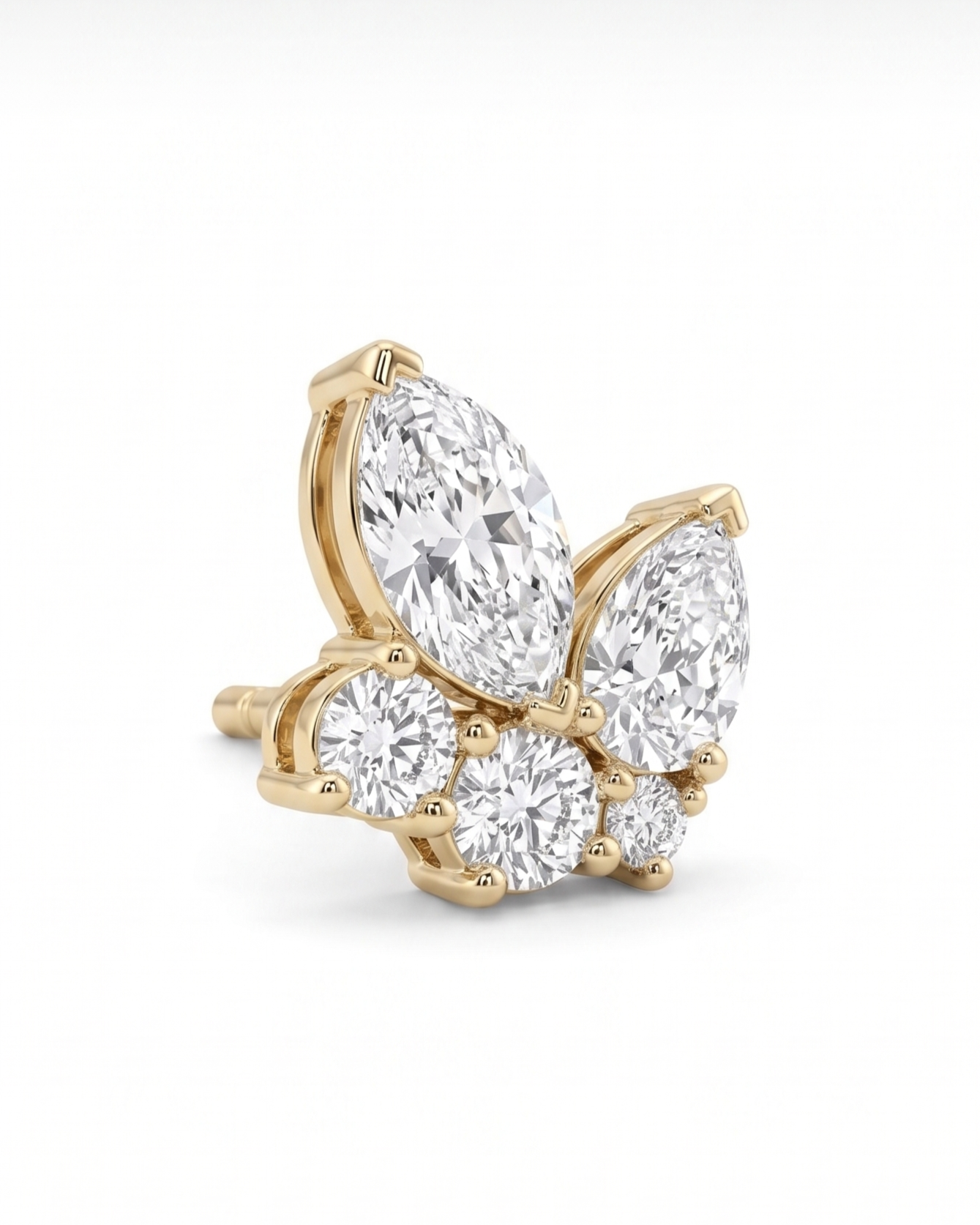 Studs de diamantes cluster multishape