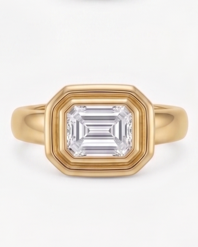 Anillo emerald EW chunky doble bisel