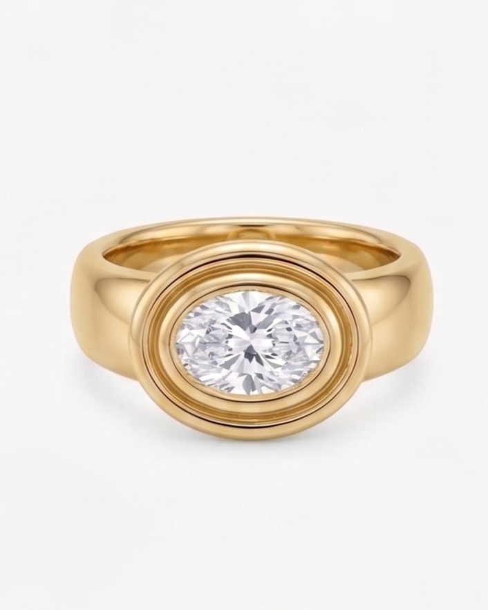 Anillo oval EW chunky doble bisel