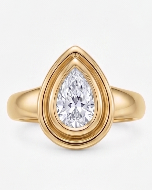 Anillo pera chunky doble bisel