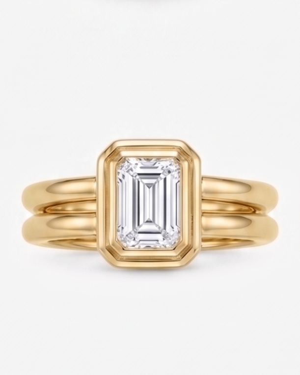 Anillo emerald doble banda