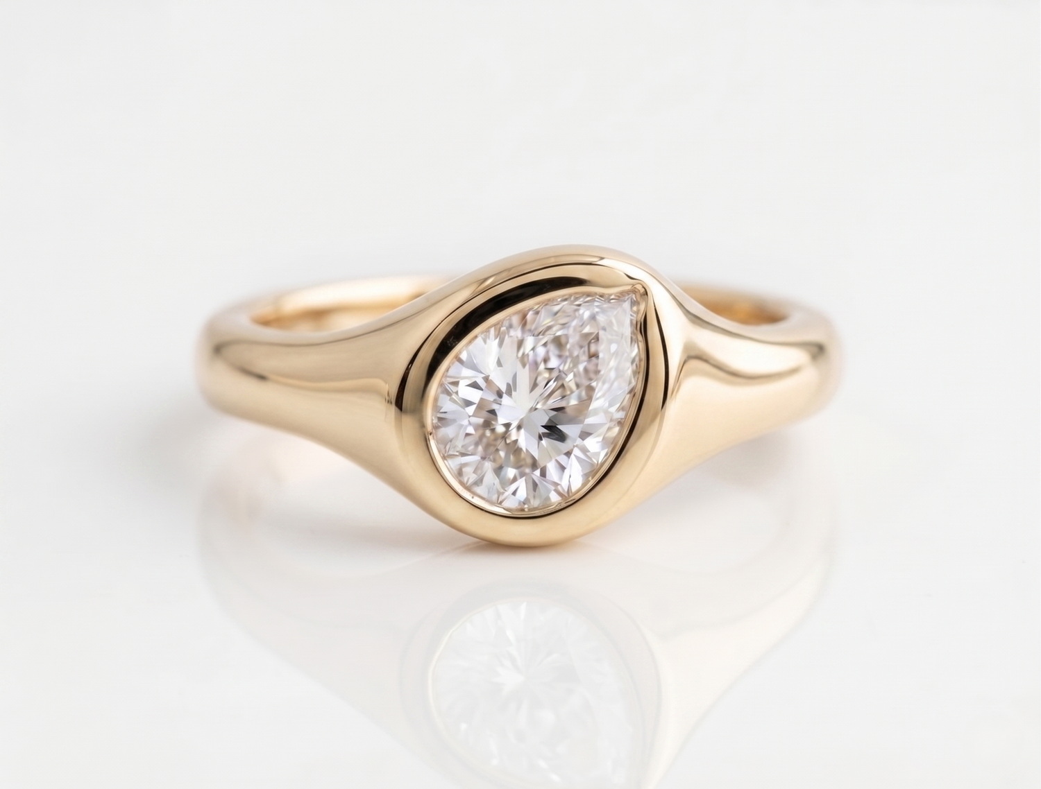 Pinky ring signet con pera inclinada