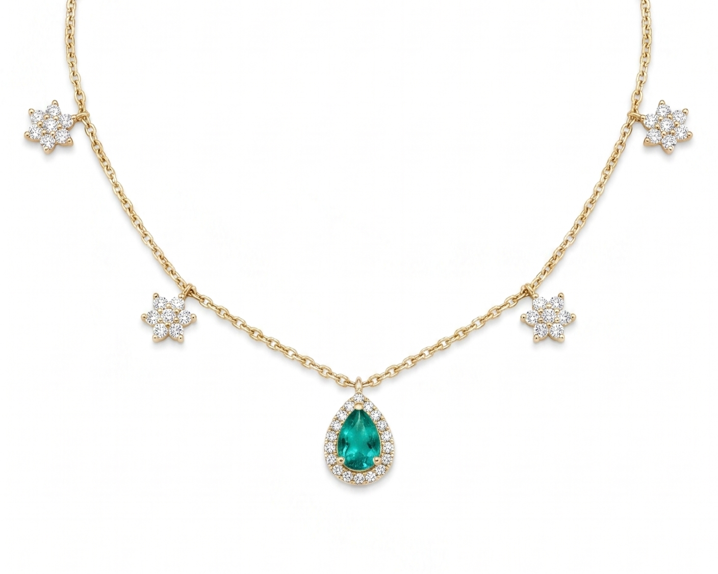Star emerald drop necklace