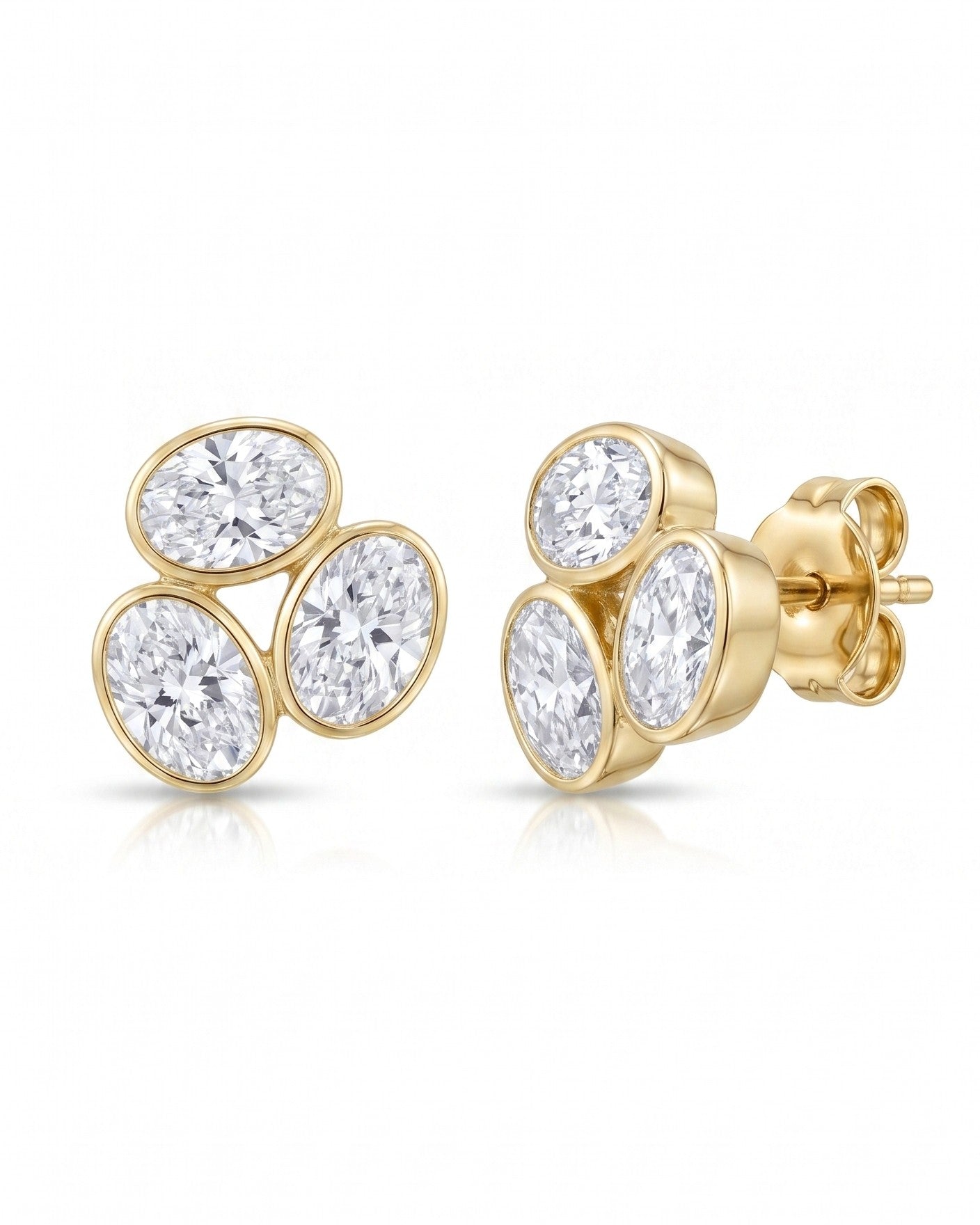 Three stone bezel studs