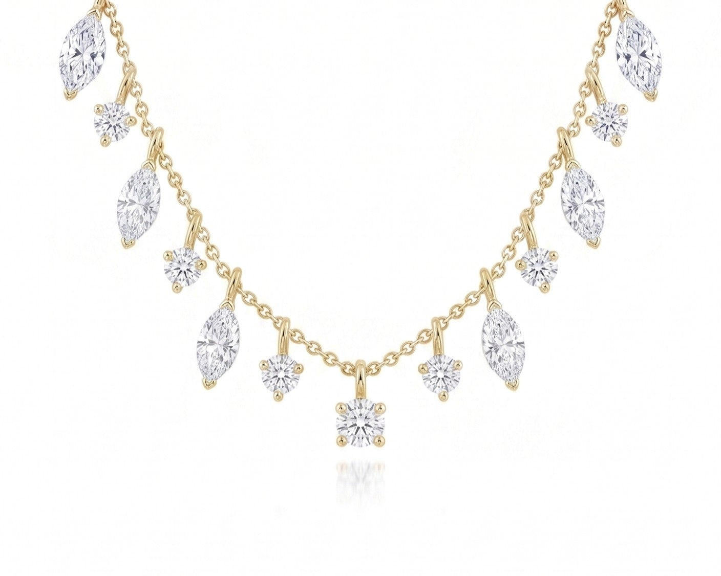 Drilled round and marquise necklace