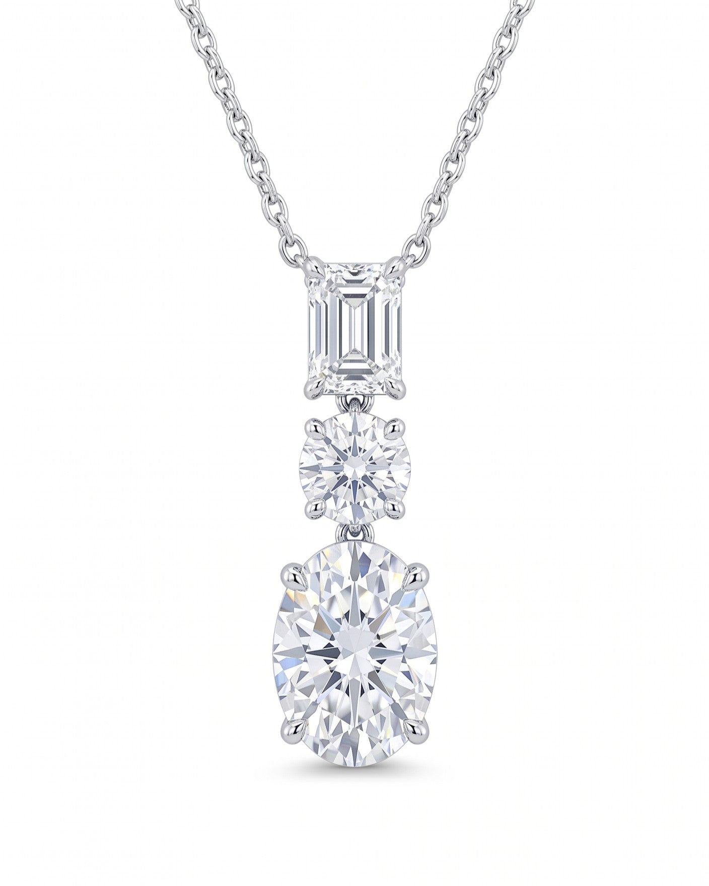Three stone drop necklace