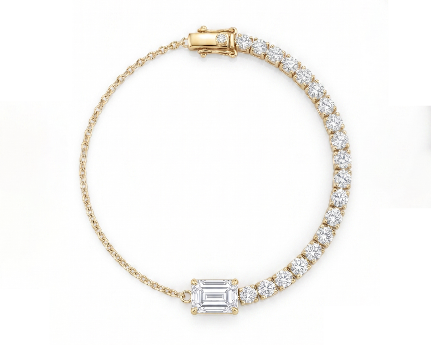 Half tennis half chain con emerald central
