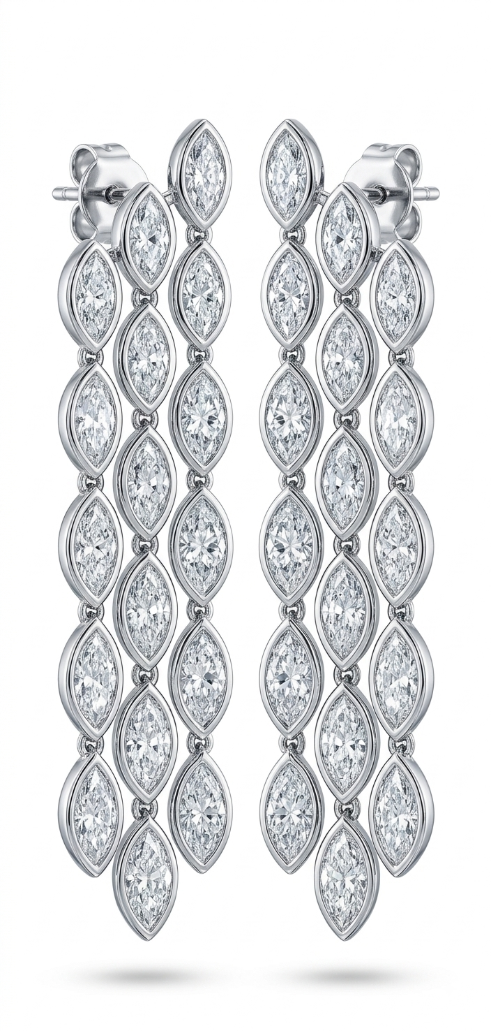 Triple drop marquise earrings