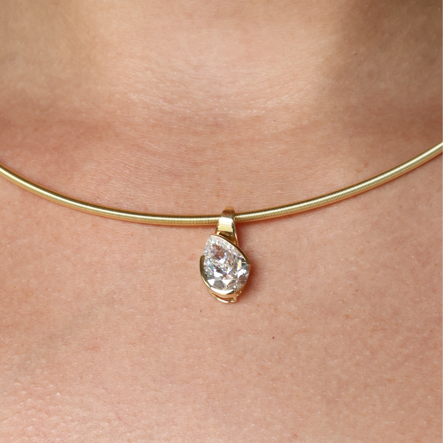 Tilted Pear Half Bezel Charm