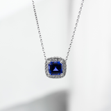 Sapphire Necklace with Halo