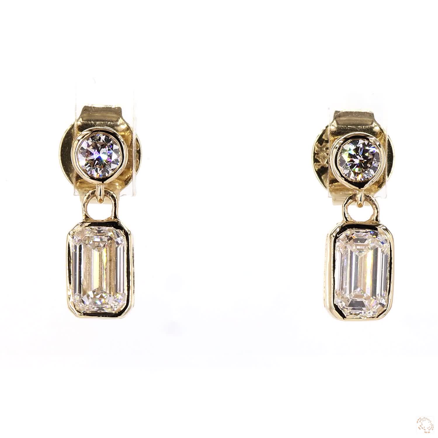 Round & Emerald Bezel Drop · 1.00 ctw