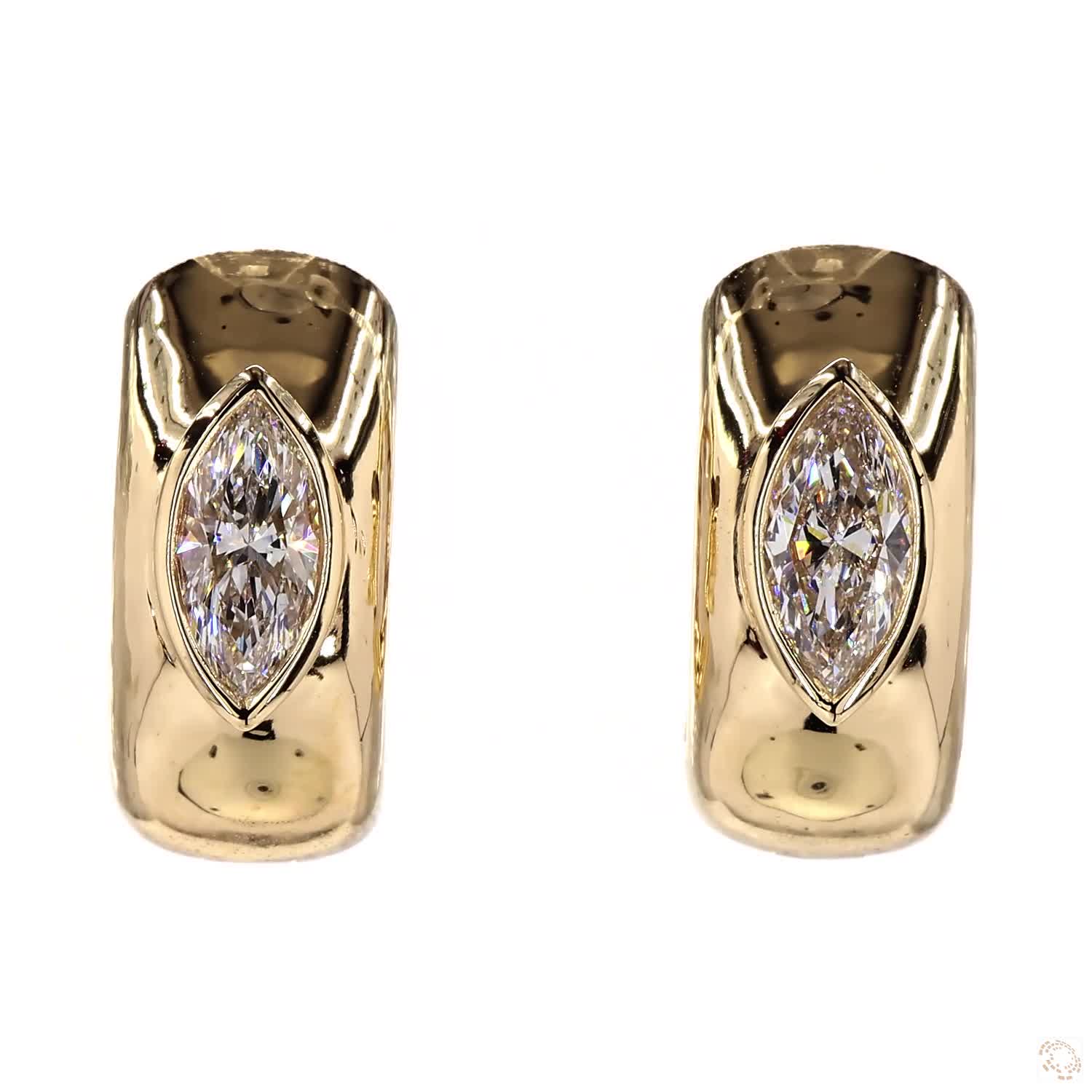 Marquise Bezel Huggies · 1.00 ctw