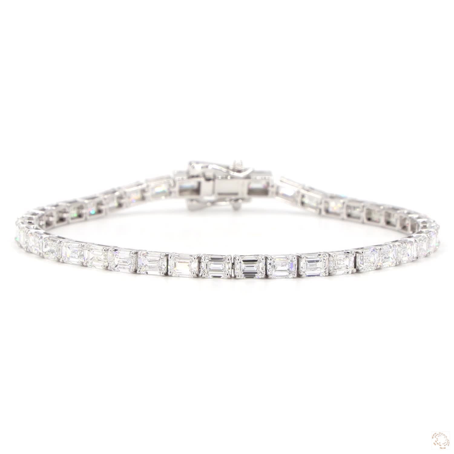 Tennis Bracelete  Lab Grown - Emerald East West - 10 ct