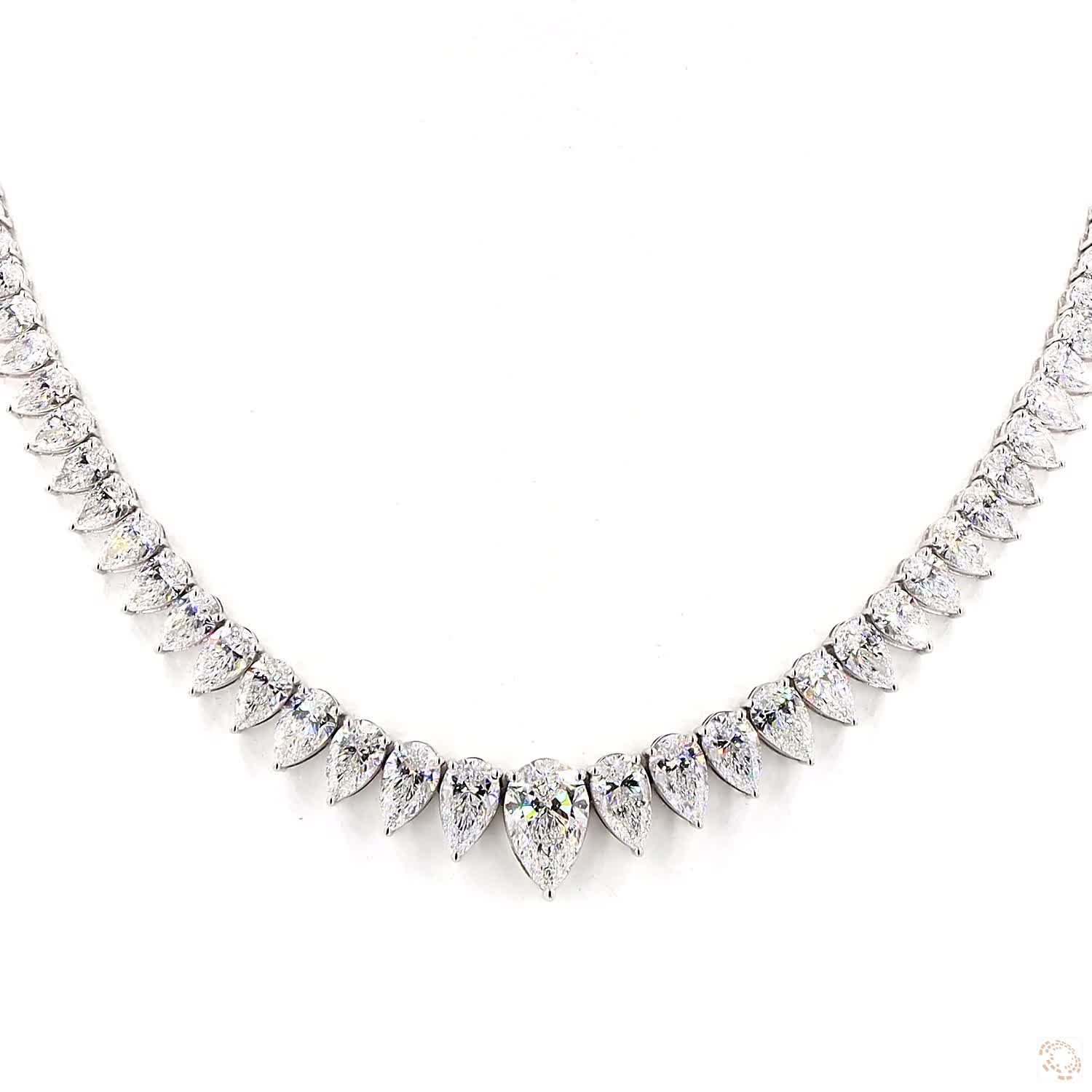 Lab-Grown Diamond Graduated Pear Tennis Necklace · 25.00 ctw