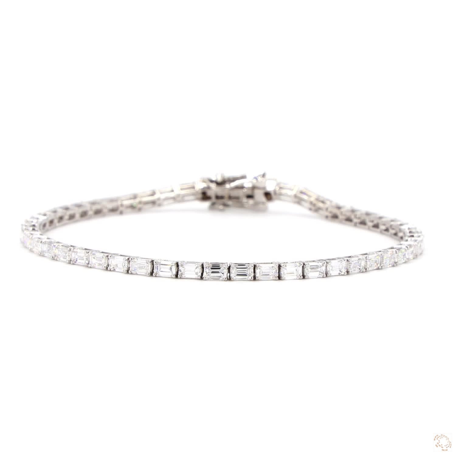 Tennis Bracelete  Lab Grown - Emerald East West - 5 ct