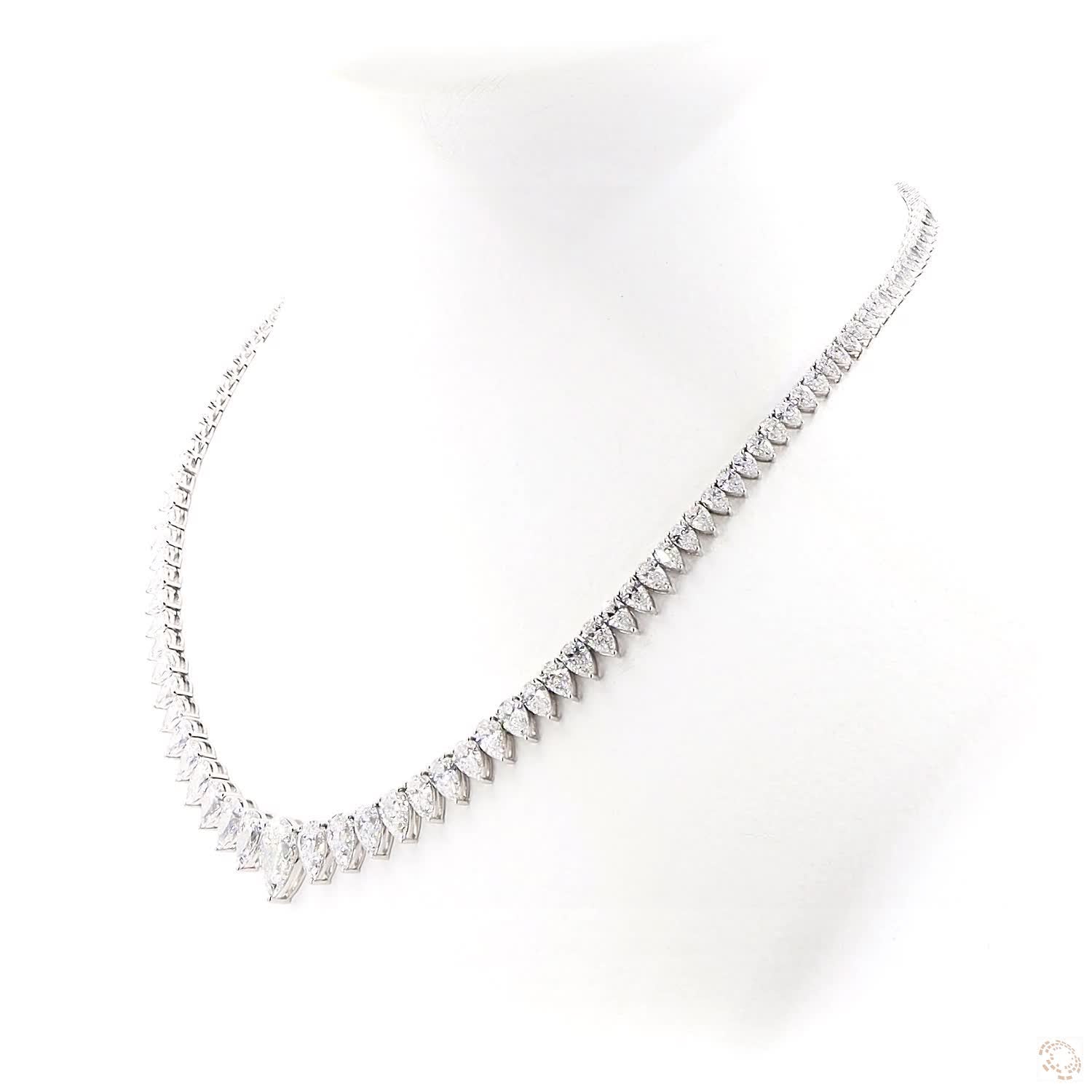 Lab-Grown Diamond Graduated Pear Tennis Necklace · 25.00 ctw