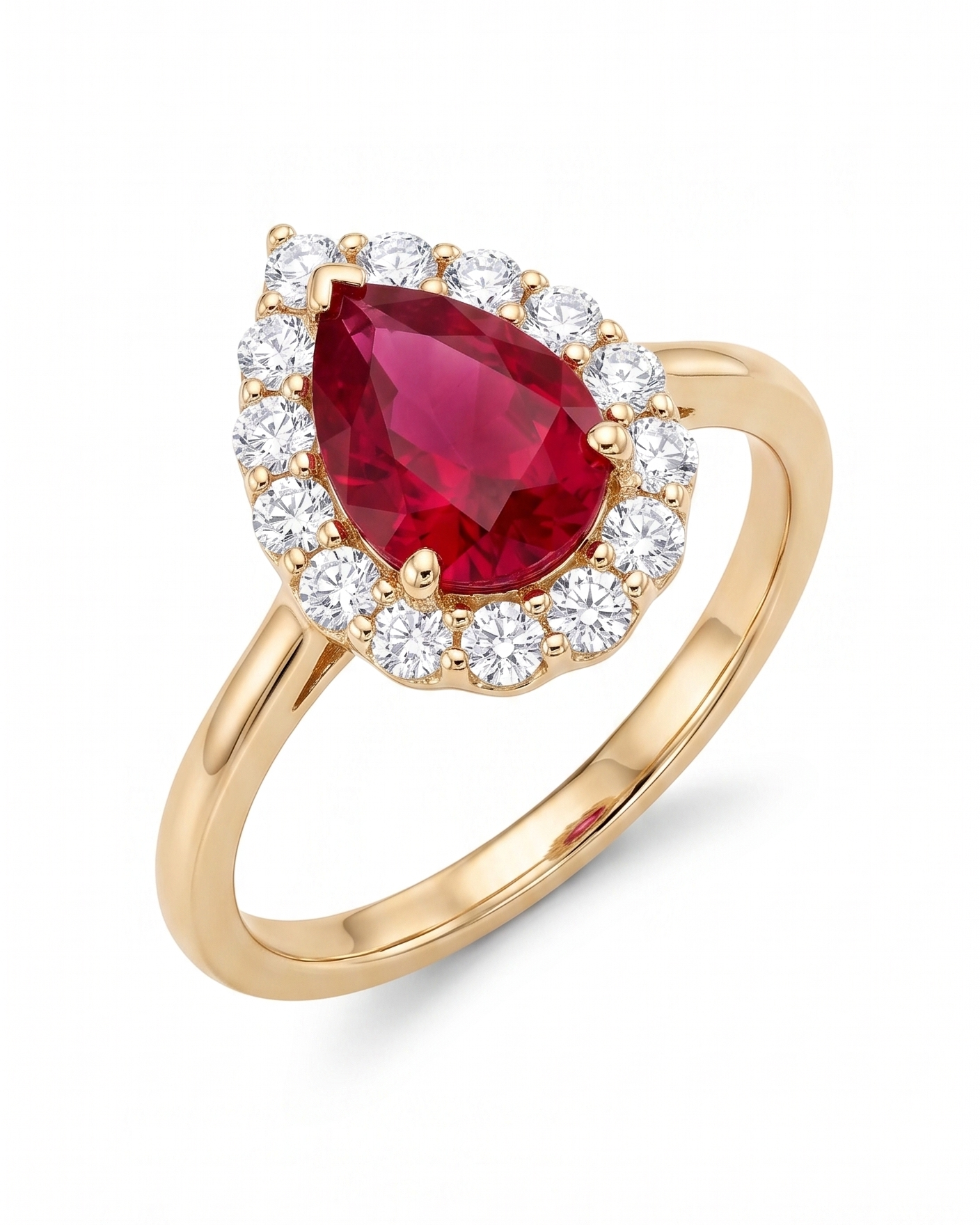 Anillo rubí con halo