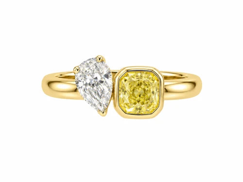 Anillo Diamante Fancy Yellow Toi et Moi