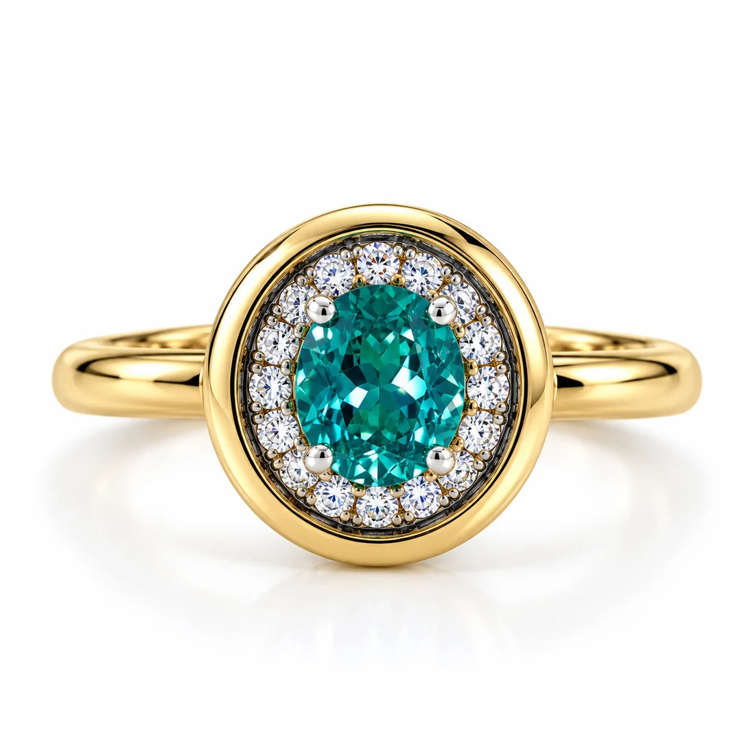 Anillo Paraiba con Diamantes Lab Grown