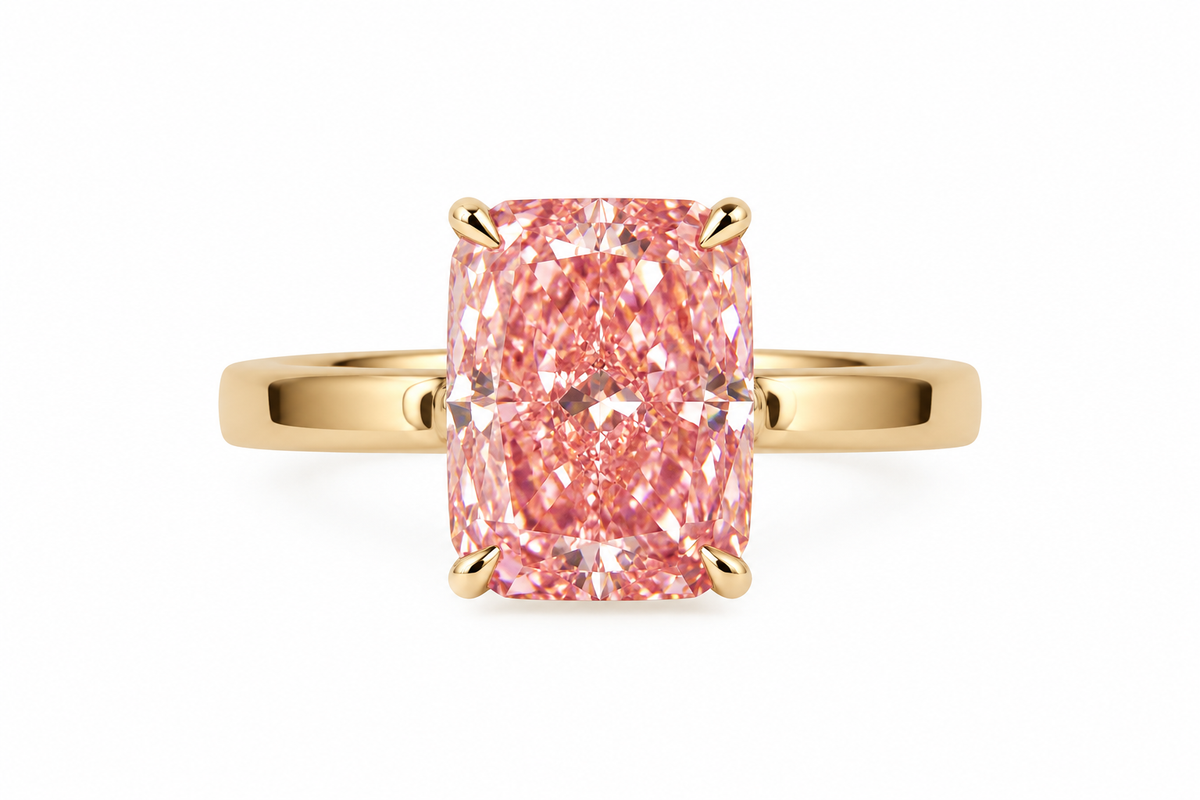 Anillo cushion fancy pink