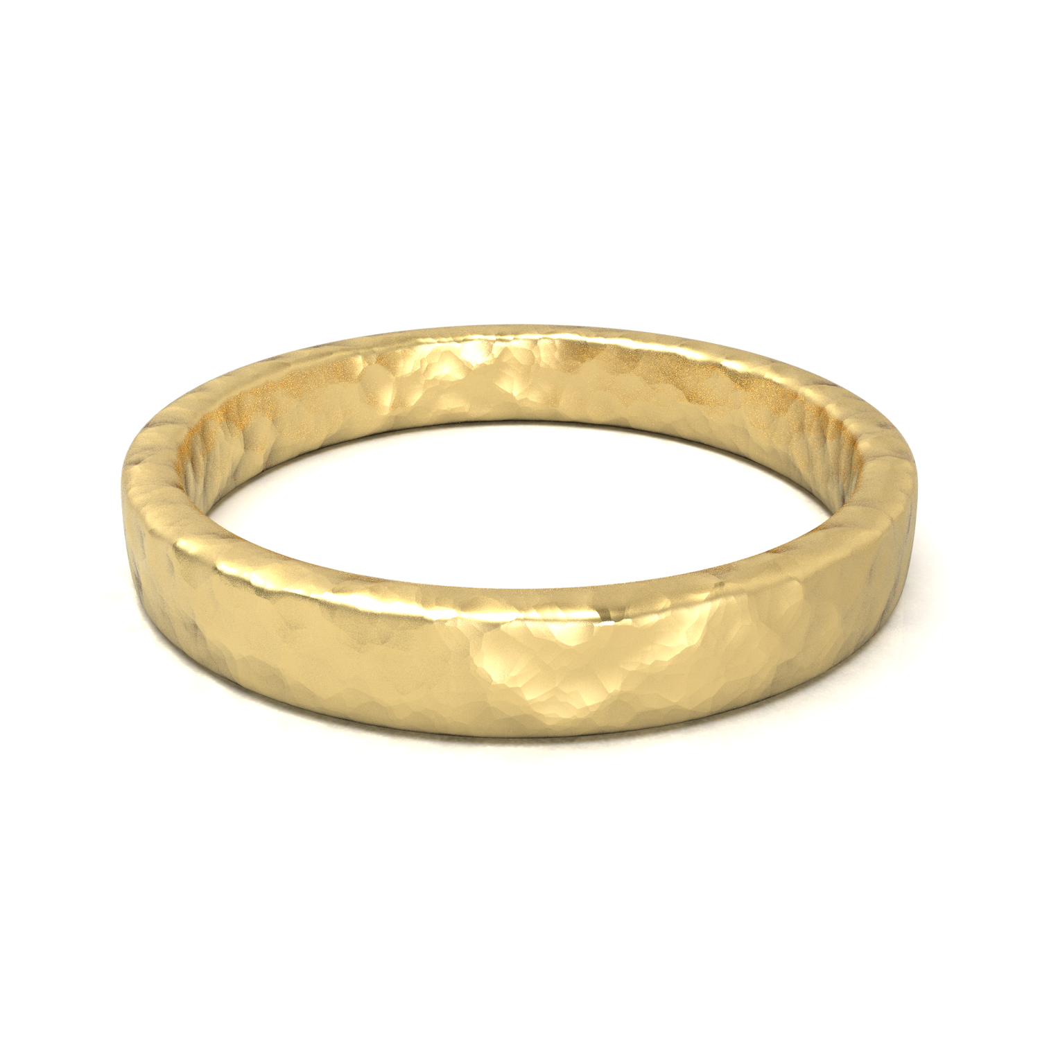 Argolla Plana Hammered Oro Amarillo