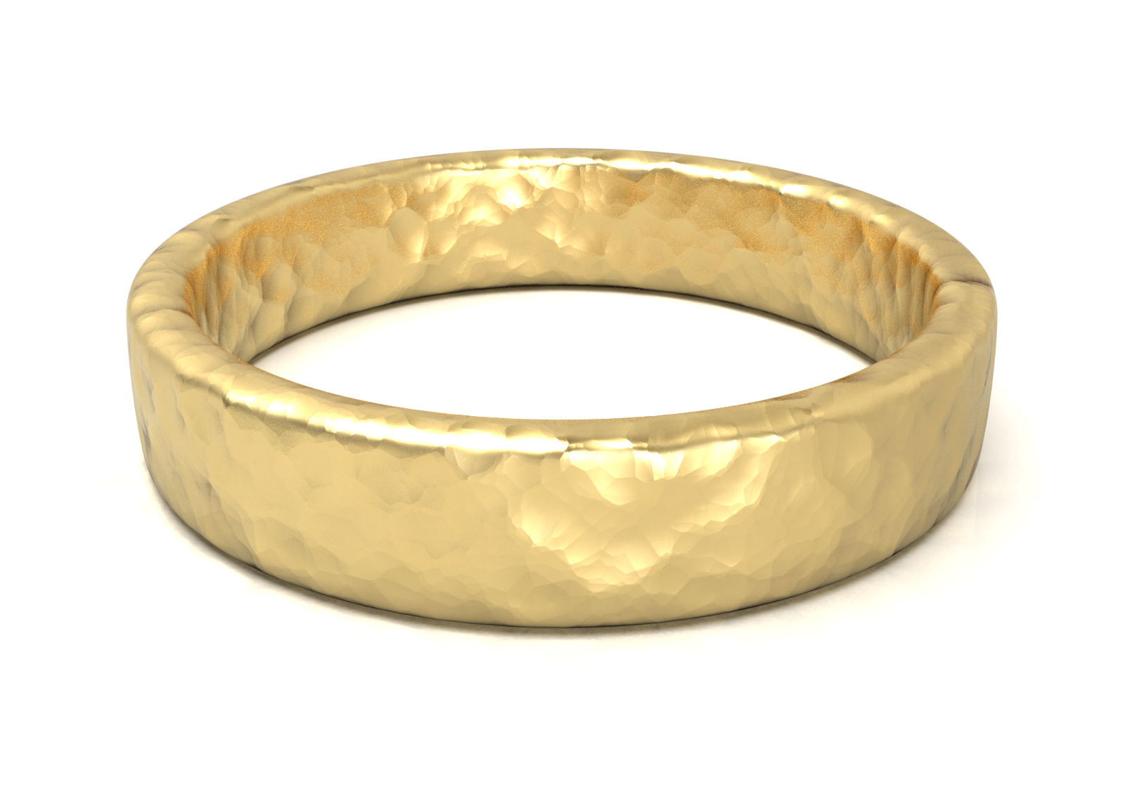 Argolla Plana Hammered Oro Amarillo