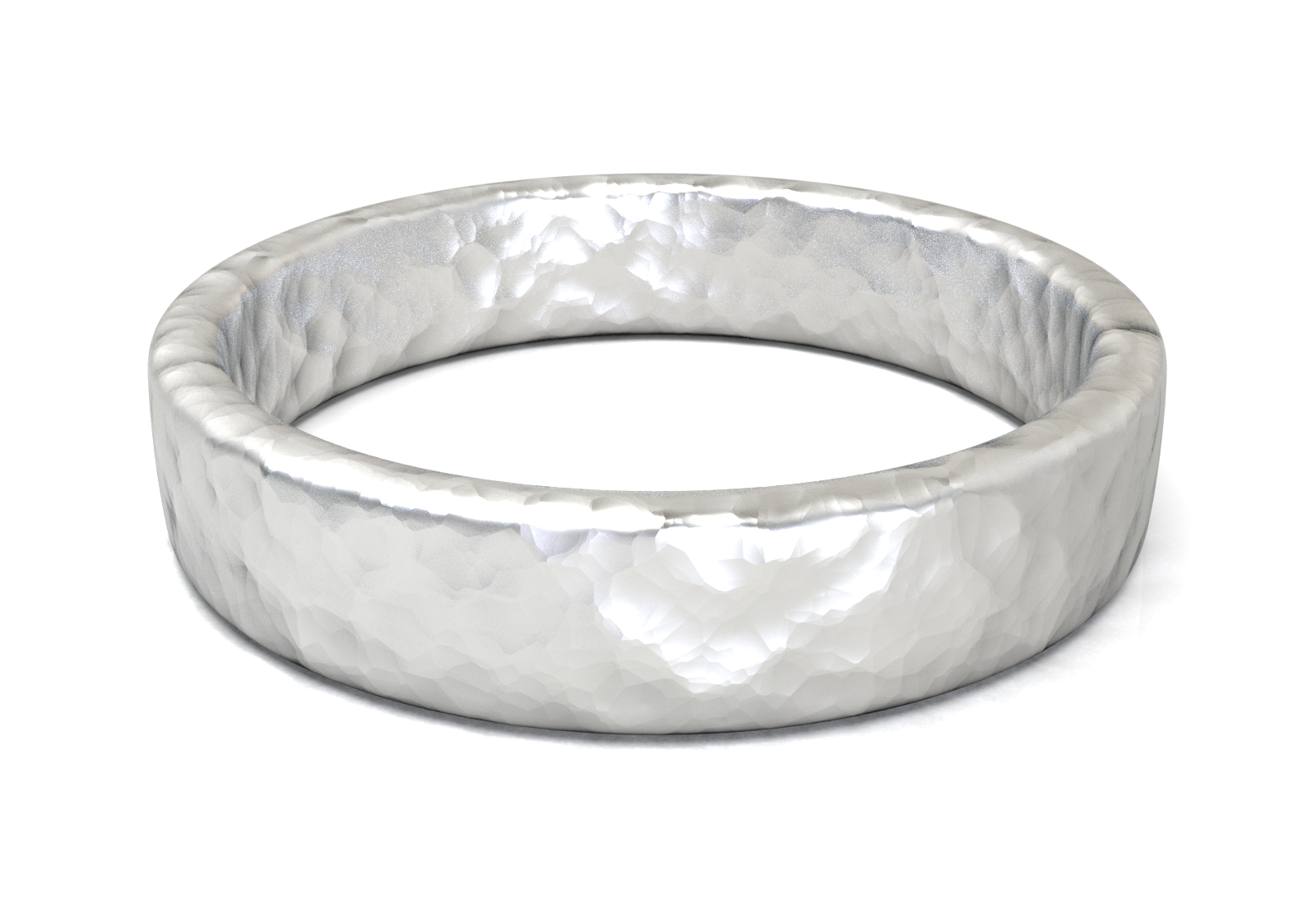 Argolla Plana Hammered Oro Blanco