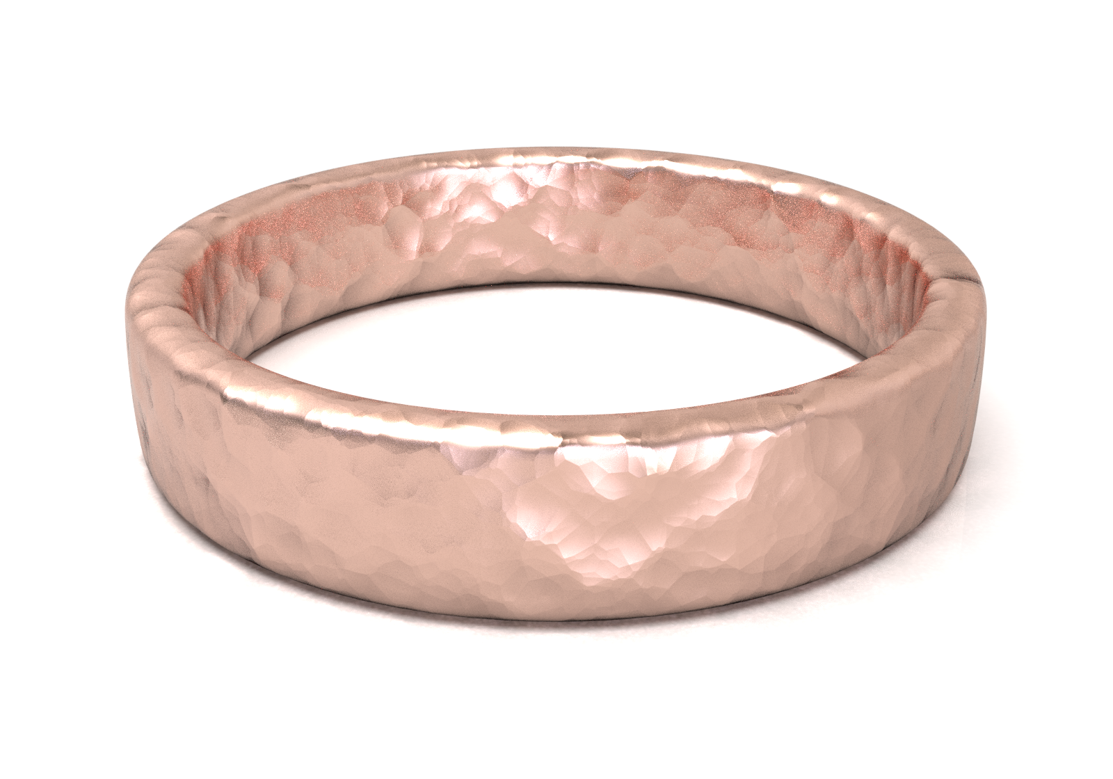 Argolla Plana Hammered Oro Rosa