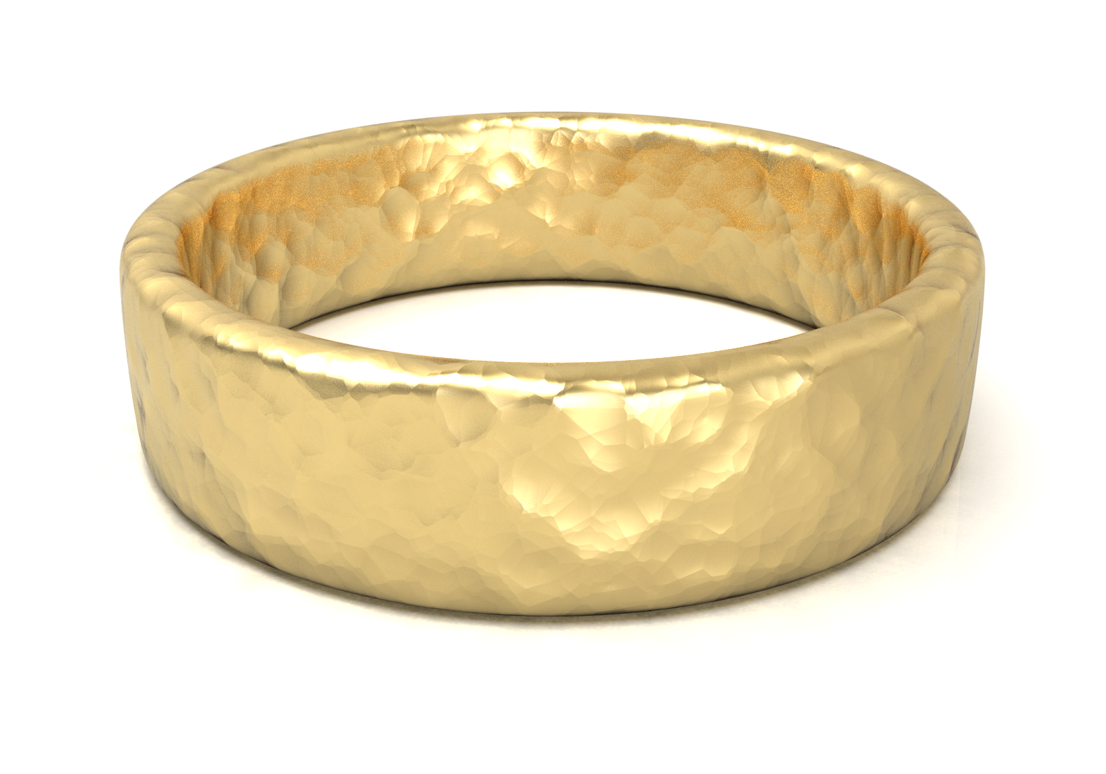 Argolla Plana Hammered Oro Amarillo