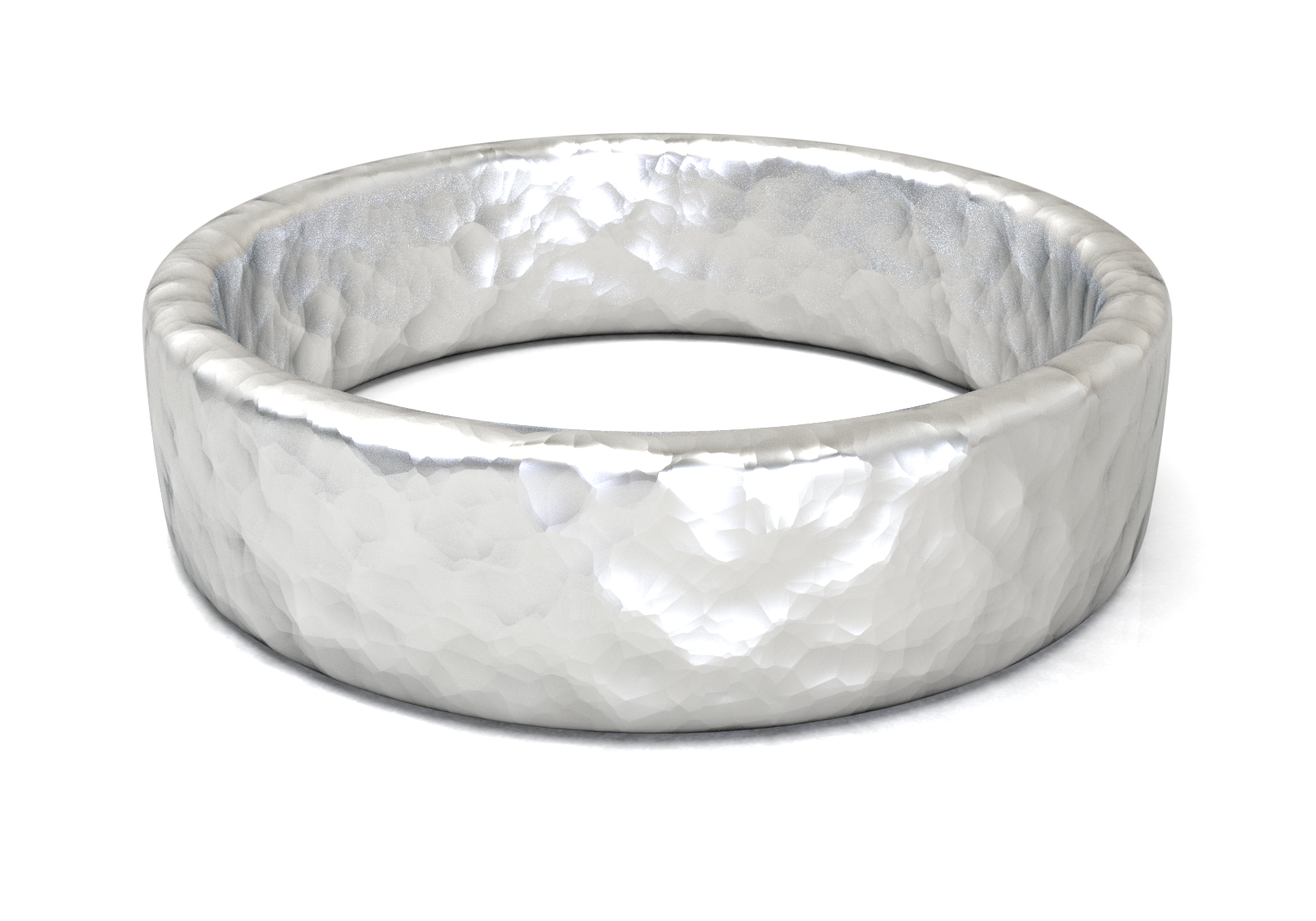 Argolla Plana Hammered Oro Blanco