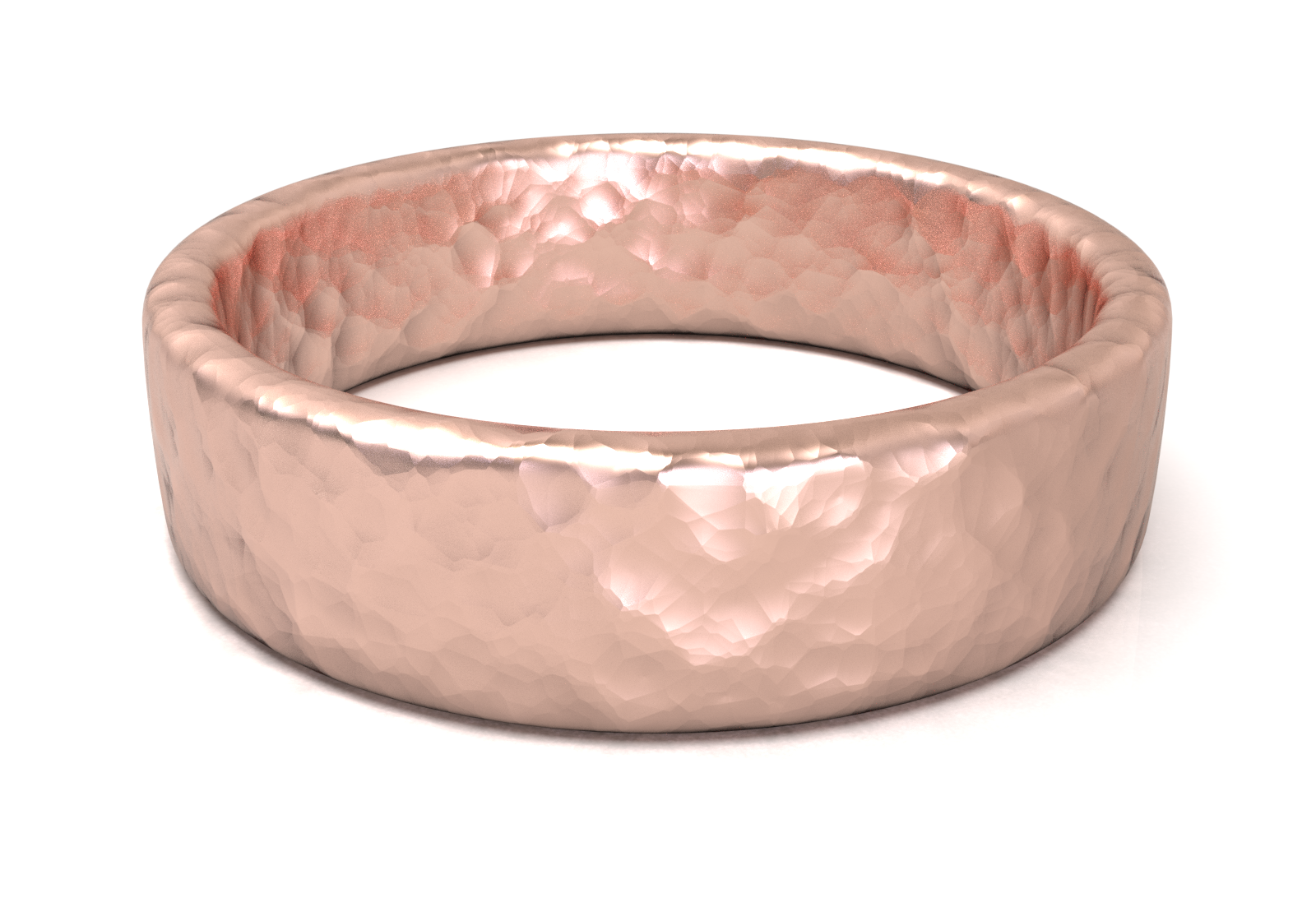 Argolla Plana Hammered Oro Rosa