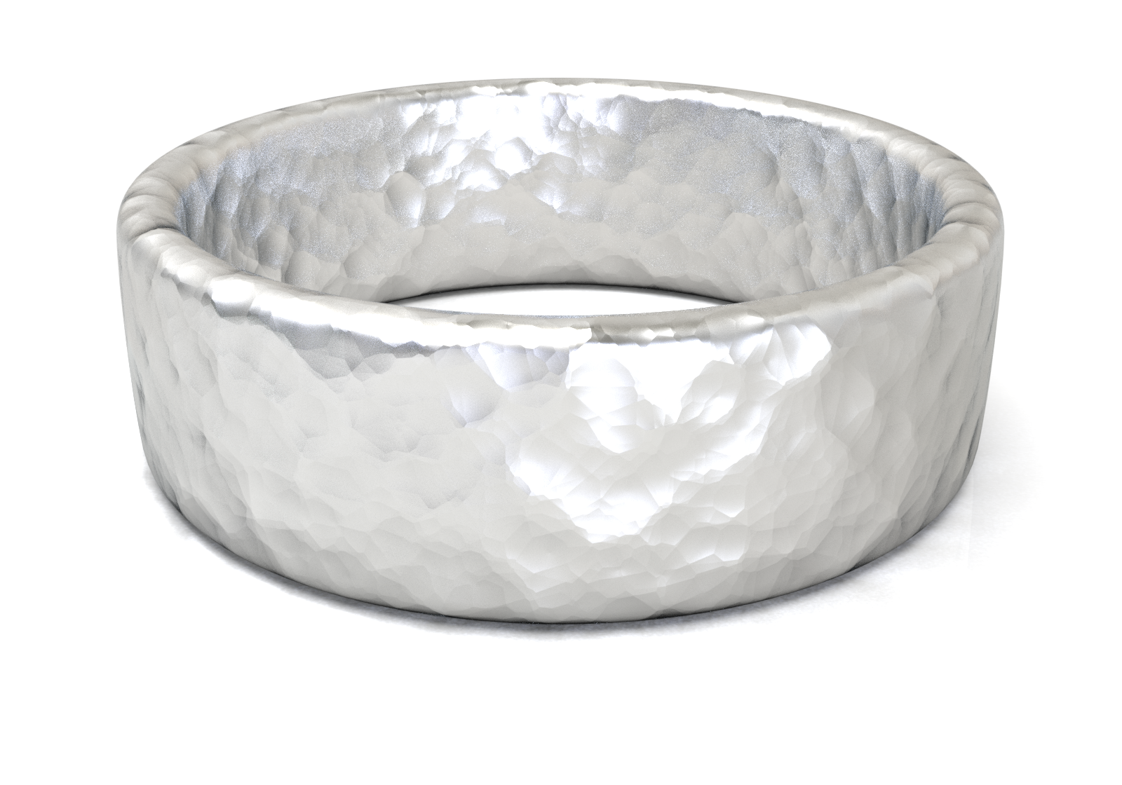 Argolla Plana Hammered Oro Blanco