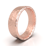 Argolla Plana Hammered Oro Rosa