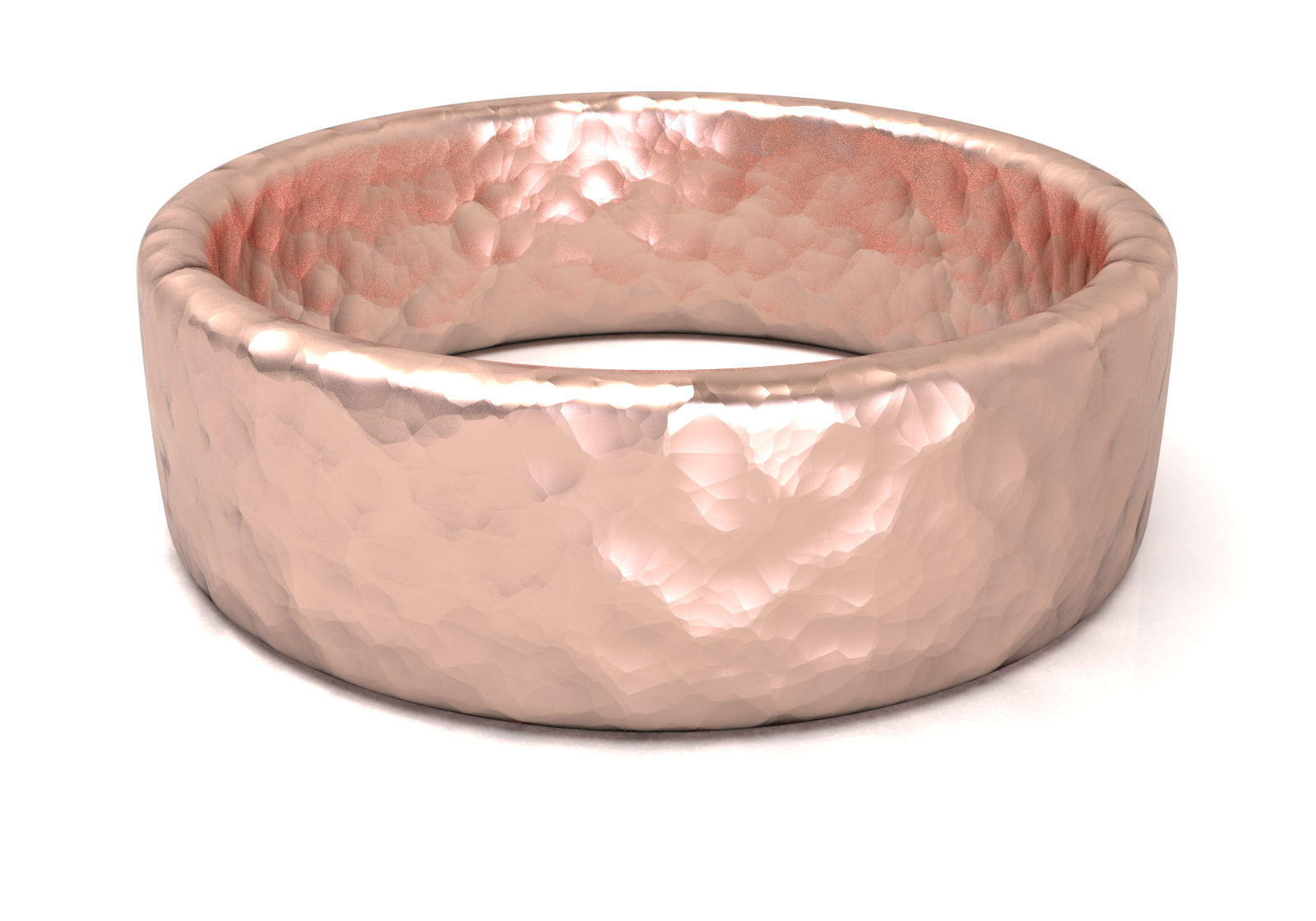 Argolla Plana Hammered Oro Rosa