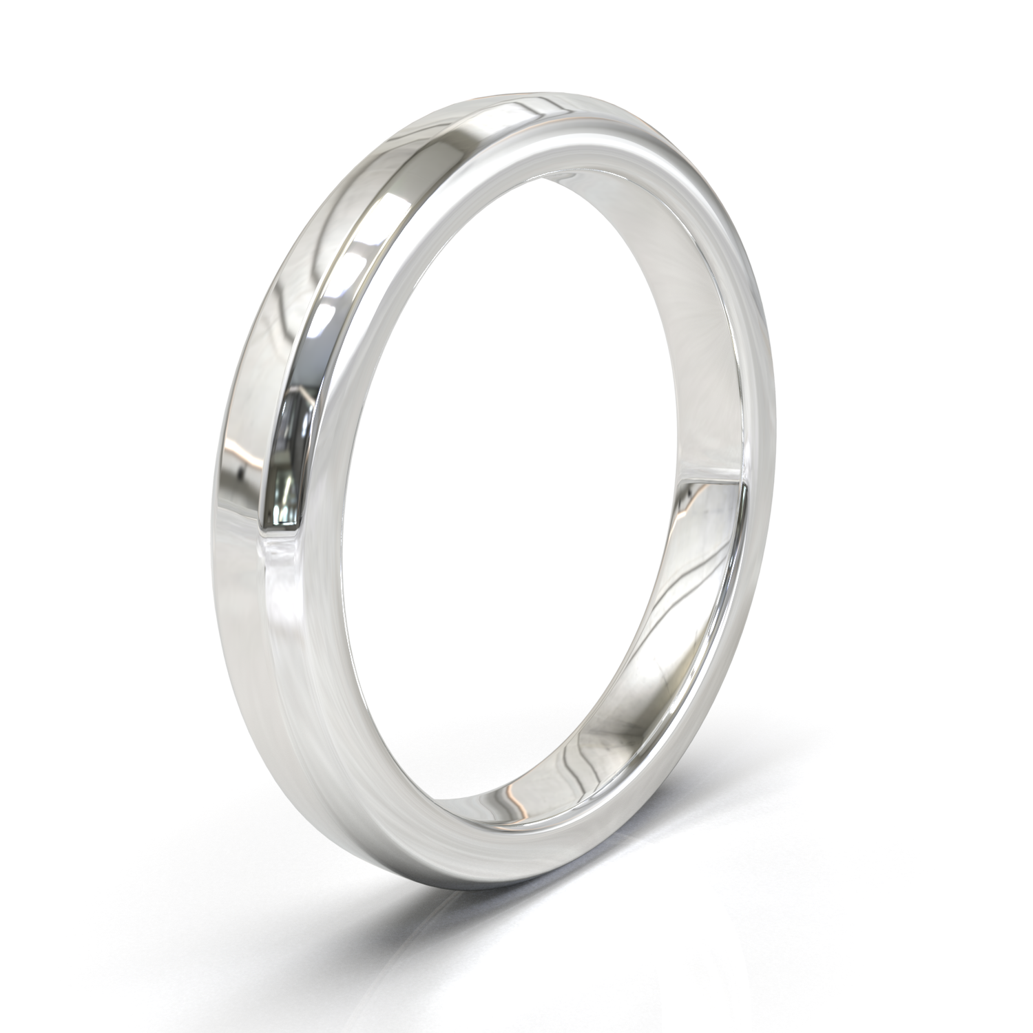 Argolla Beveled Pulida Oro Blanco