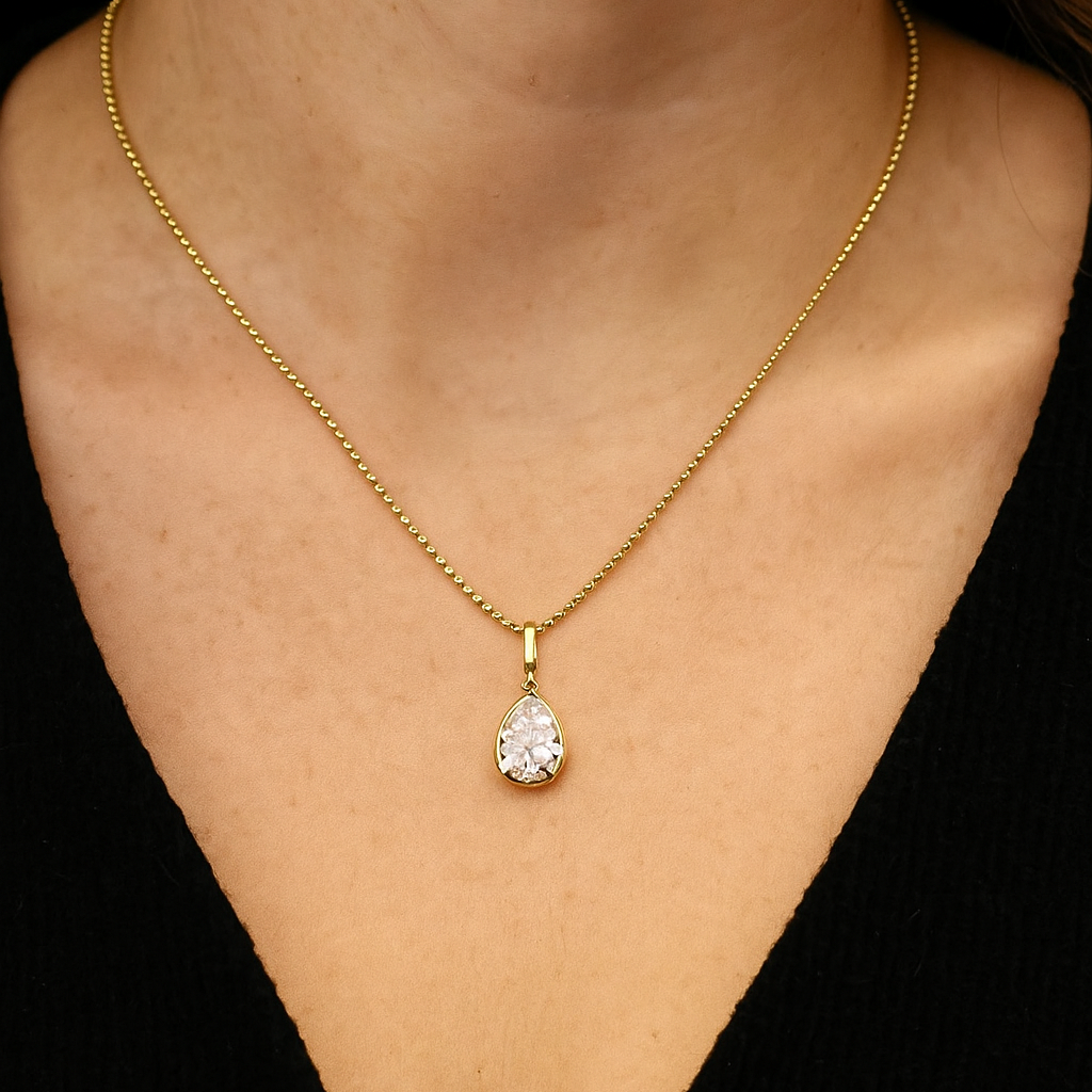 Pear Bezel Prong - Ball Chain 1 ctw