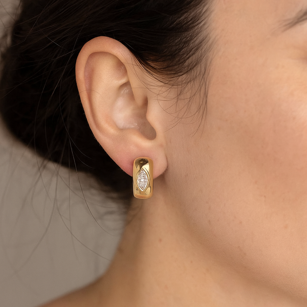 Marquise Bezel Huggies · 1.00 ctw