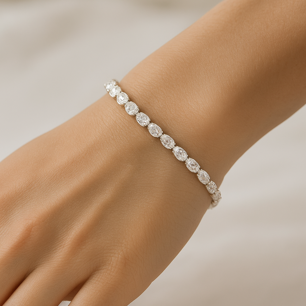 Tennis Bracelete Lab Grow - Oval East West - 6 ct