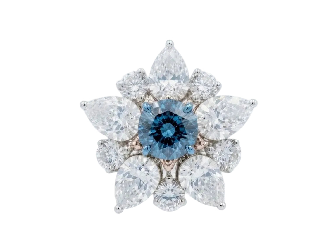 Blue diamond flower studs